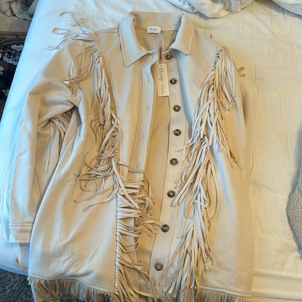 Bluivy fringe jacket NWT